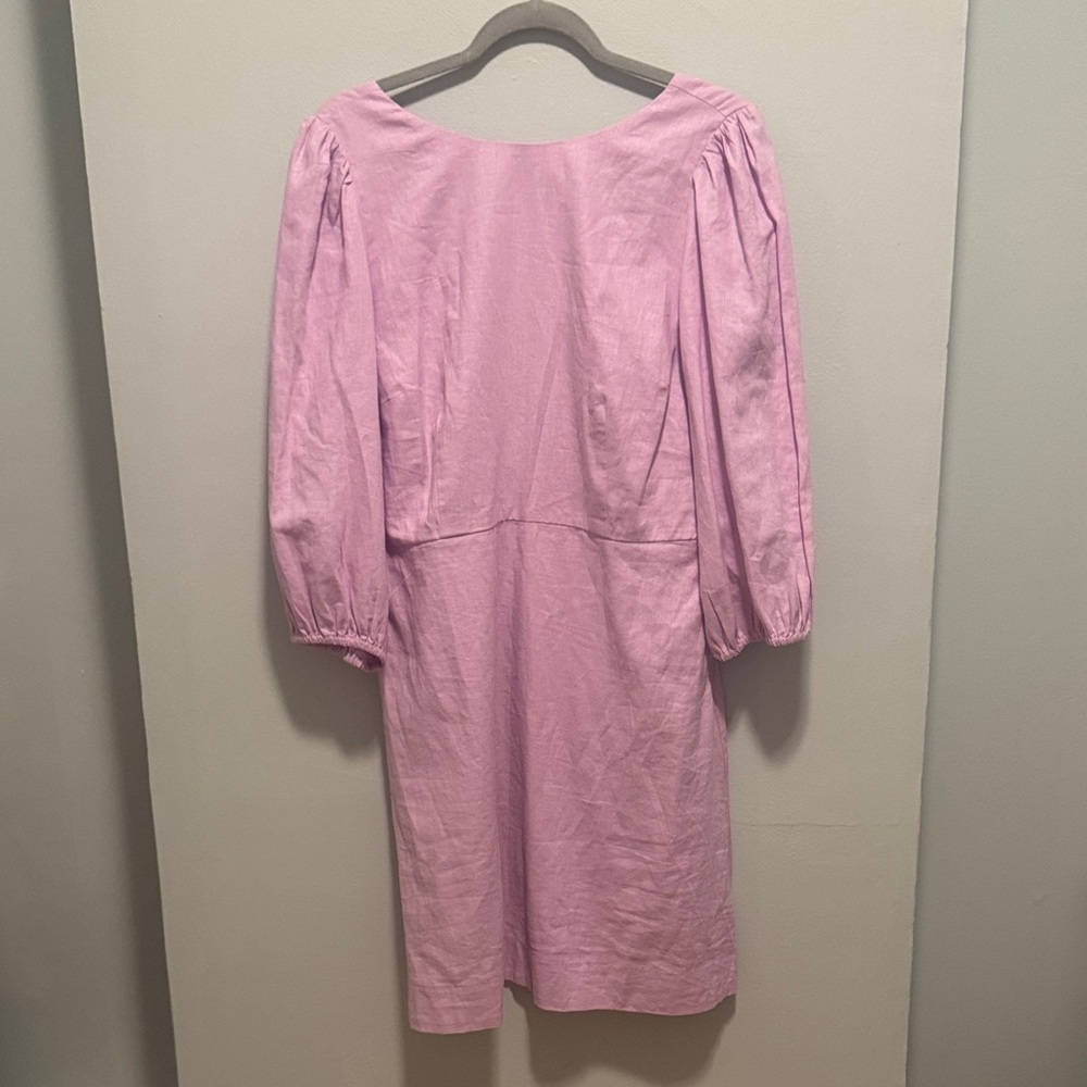 Ann Taylor Pink Midi Dress with Puff Sleeves